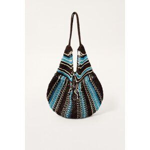 ZARA LIMITED EDITION STRIPED BRAIDED MAXI BUCKET BAG